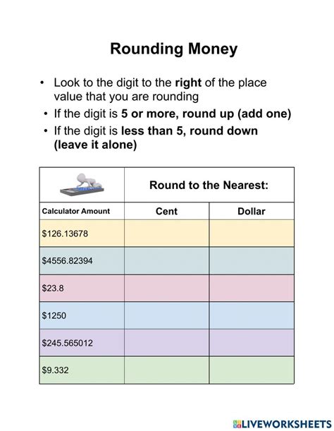 Rounding Money Interactive Worksheet Live Worksheets Worksheets Library