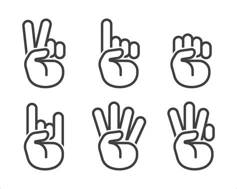 Hand Gestures Linear Icon Set Hand Geometric Style Icon Hand Sign