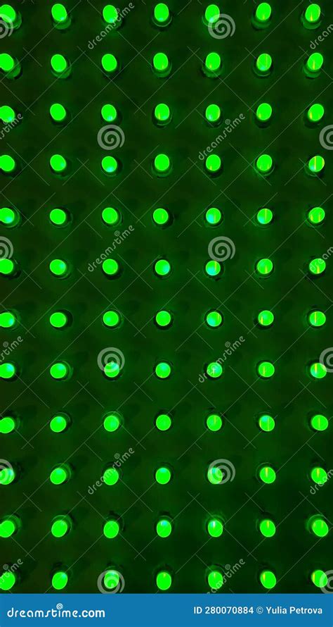 Green Disco Wall Background In Neon Led Dot Lighting Pipes And Lamps On