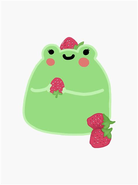 Strawberry Frog Sticker For Sale By Geminiartisty Redbubble