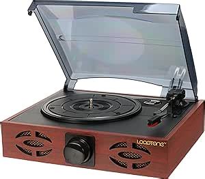 LOOPTONE 3 Speed Black Vinyl Record Player Wooden Turntable With RCA