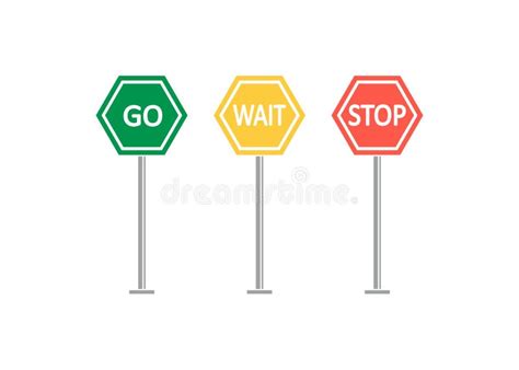 Colored Go Wait Stop Control Icon Traffic Regulatory Symbol Signs