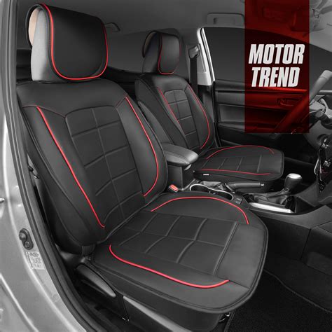 Motor Trend Premium Faux Leather Seat Covers For Front Seats Red