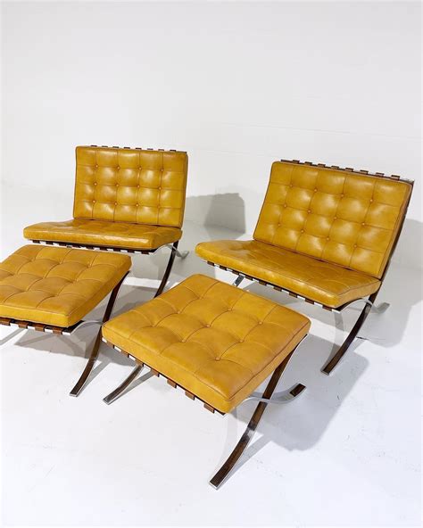 Vintage Gerald R Griffith Barcelona Chairs And Ottomans Set Of For