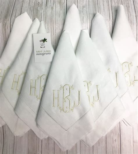 Monogrammed Linen Hemstitched Dinner Napkins