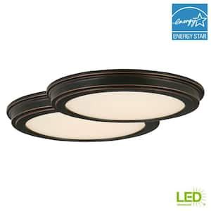 Commercial Electric 15 In Matte Black 5 CCT LED Round Flush Mount Low