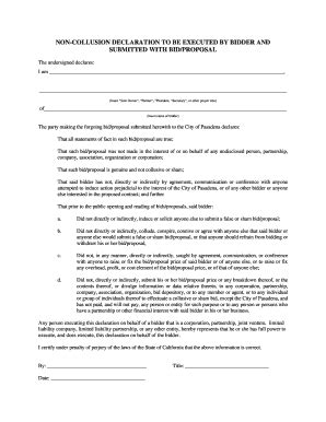 Printable Declaration Of Non Collusion Forms And Templates