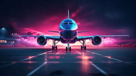 Premium Photo | Airplane taking off from the runway at night