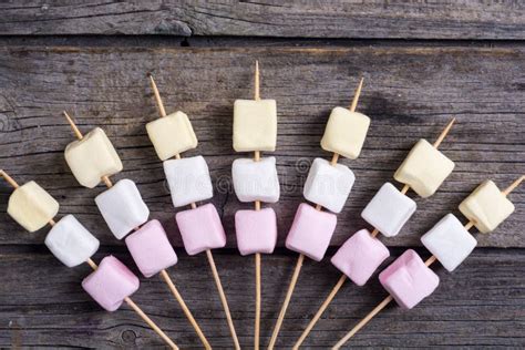 Colorful Marshmallow Skewers Stock Image Image Of Closeup Roasting