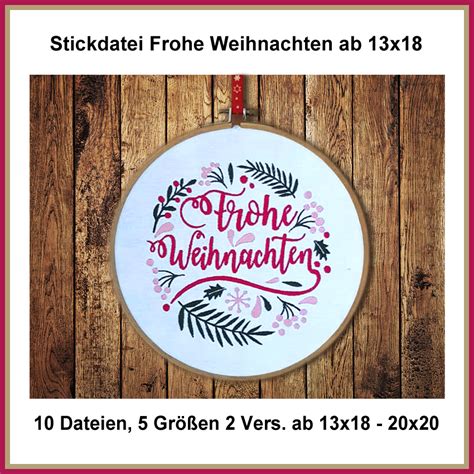 Stickdateien Frohe Weihnachten Kranz Ab X Cm Gr En