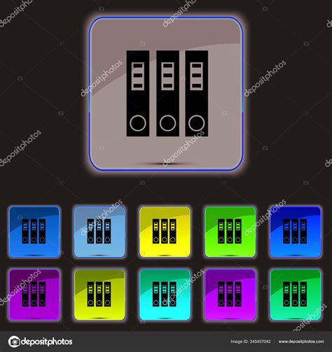 Folder Icon Sign Set Eleven Colored Buttons Your Site Vector Stock