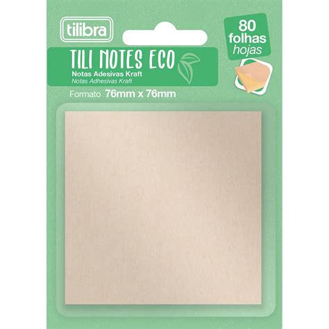 Bloco Adesivo Tili Notes 76x76mm 80 Folhas Kraft Tilibra Escritório