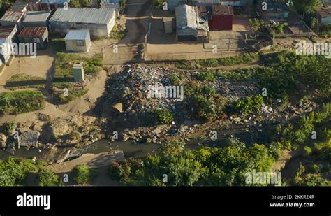 Water pollution. Aerial view of horrific plastic pollution in rivers in ...