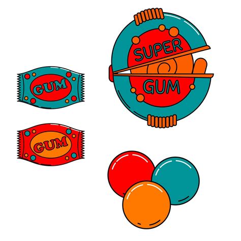 Set of Cartoon bubble gum. vector illustrator. vibrant colors 23899154 ...