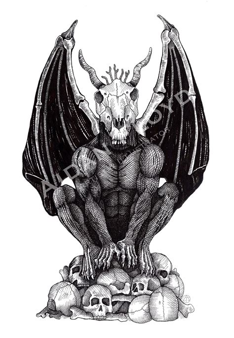 The Underworld Gargoyle Art Illustration Dark Creepy Print Original