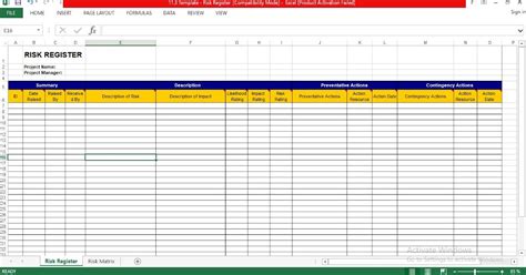 Risk Register Template Excel Project Risk Assessment Template In Excel ...