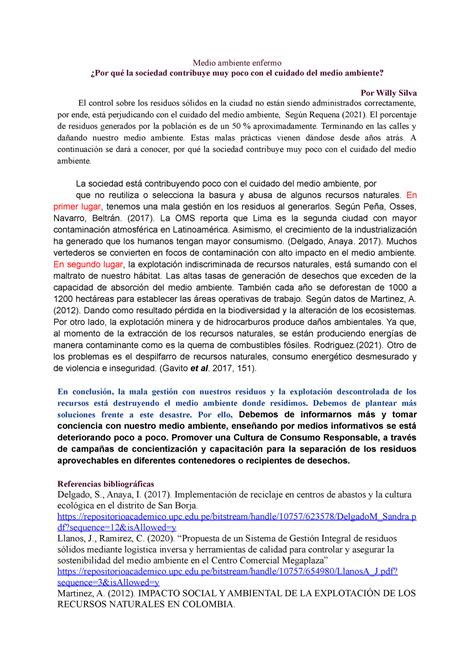 DEL OVI AL Texto Redacción DE Textos Medio ambiente enfermo Por