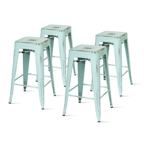 Metropolis Stackable Metal Backless Counter Stool Set Of 4 Multiple