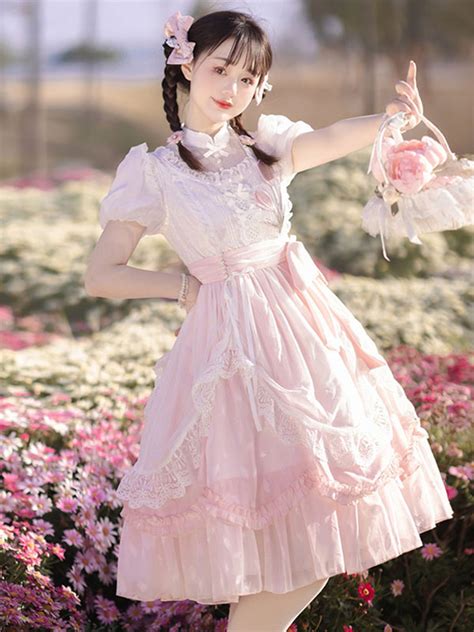 Classical Lolita Dress Polyester Short Sleeves Lolita Dresses Floral ...