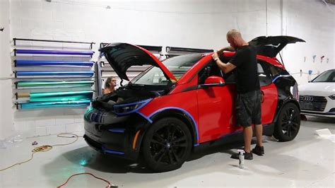 Vinyl Wrap Time Lapse Bmw I3 From Black To Red Youtube