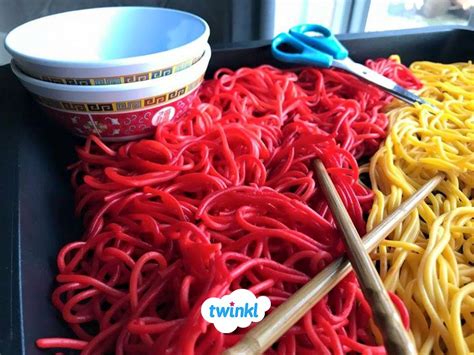 Chinese New Year sensory play. Simply create vibrant coloured noodles ...