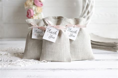 Personalized Linen Favor Bag Wedding Gift Bag Natural Rustic Etsy