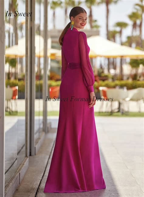 Elegant Long Sleeves Evening Dress Front Slit Mermaid Prom Gown Deep V