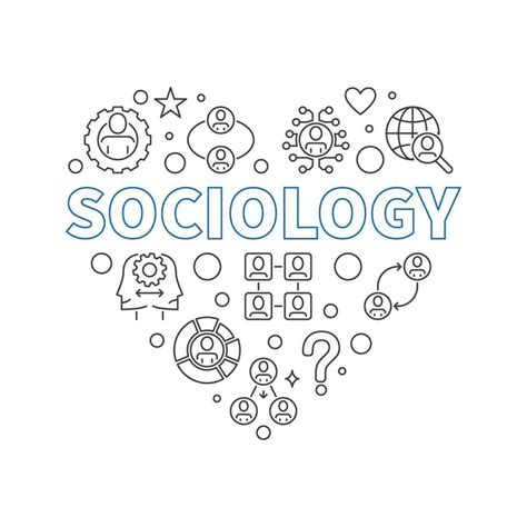 Sociology Heart outline banner - Social Interaction vector minimal ...