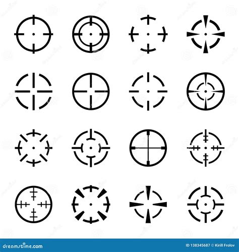 Set Of Crosshair Icons On White Background Stock Vector Illustration