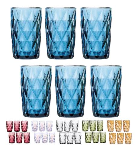 Copos De Vidro Agua Suco Jogo Kit Un Ml Grande Diamante Mercadolivre