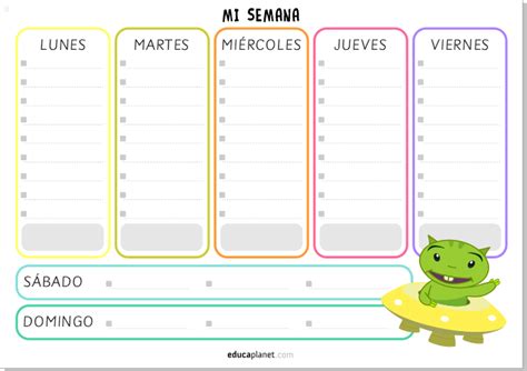 Horario Semanal Para Peques Gratis Educaplanet Apps