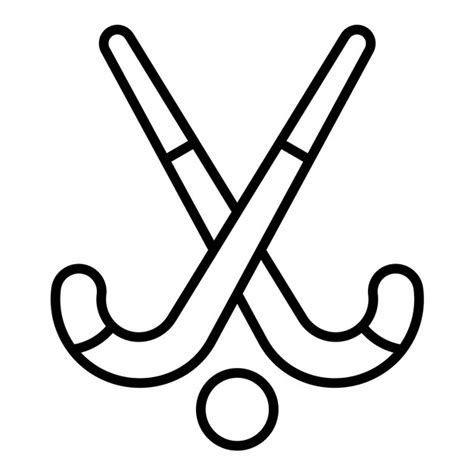 Premium Vector | Field hockey stick and ball line illustration