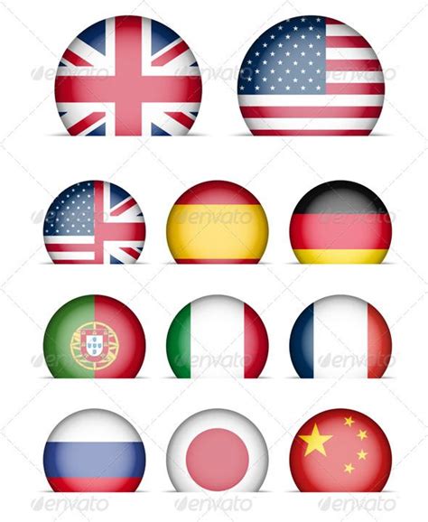 Language Buttons Collection Of Flags Icons Web Elements Vectors