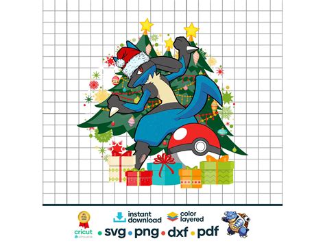 Poke Lucario Christmas Layered Svg Cricut Cut File Silhouette Instant