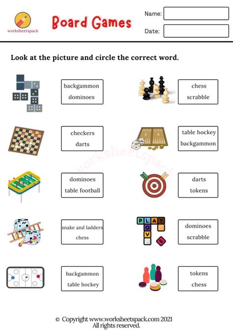 Board games vocabulary worksheets - worksheetspack