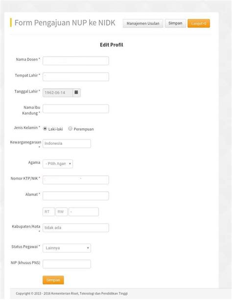 Perubahan Nomor Registrasi Dosen NUP Ke NIDK