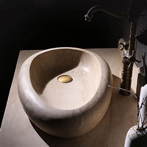 Раковина накладная из травертина SS-96, овальная купить в интернет ...