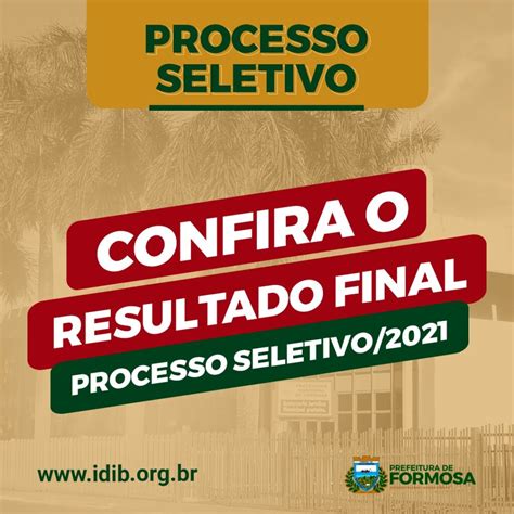 RESULTADO FINAL PROCESSO SELETIVO DA PREFEITURA DE FORMOSA