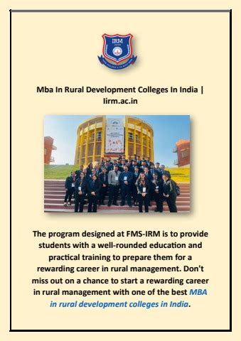 Mba In Rural Development Colleges In India Iirm Ac In Institute Of