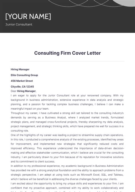 Free Consulting Firm Cover Letter Template Edit Online And Download