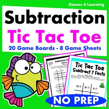 Printable Digital Tic Tac Toe Math Games For Subtraction Fact Fluency