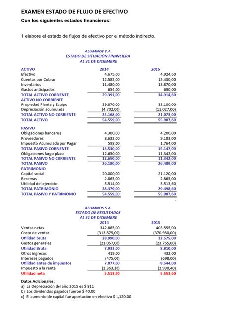 Ejercicio Estado De Flujo De Efectivo Ayudantia Pdf Activo Fijo