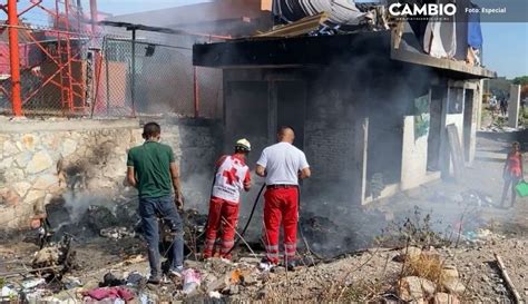 Incendio en refugio de indigentes deja dos heridos en Tehuacán