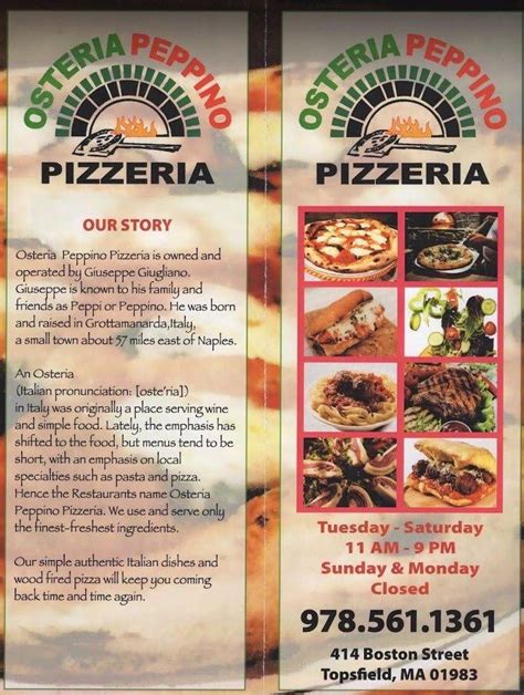 Menu At Osteria Peppino Pizzeria Topsfield