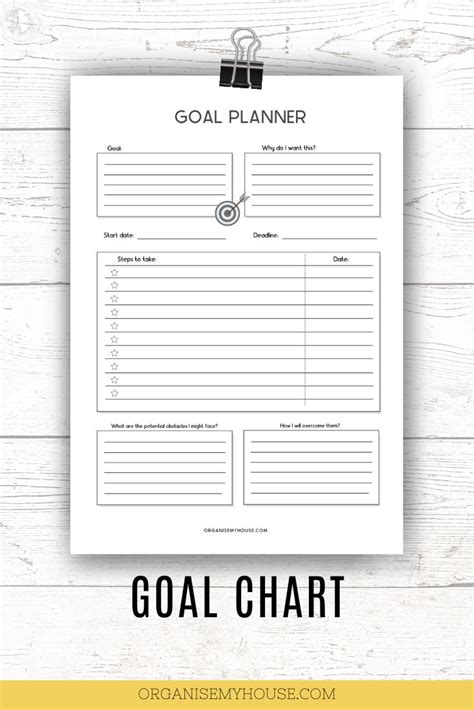 printable goal chart easily track  step