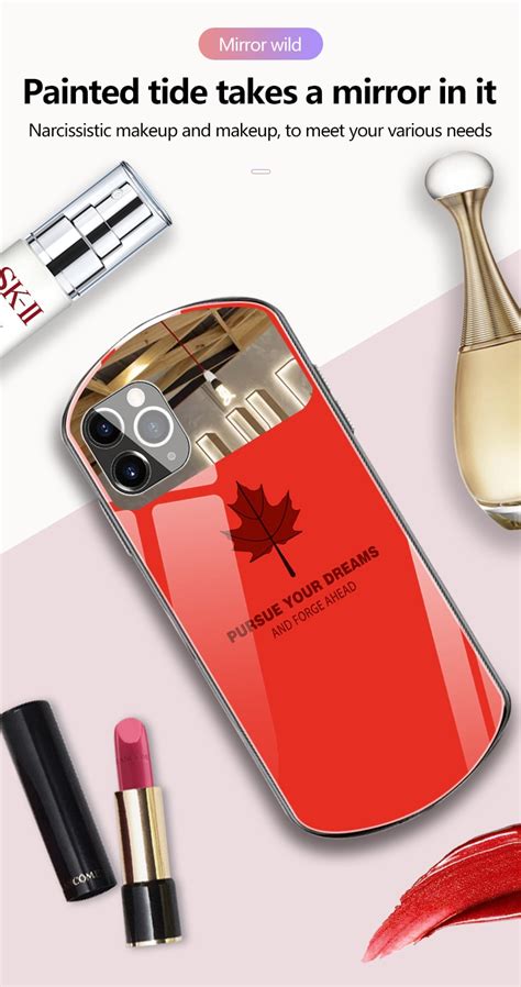 Luxury Cute Oval Maple Leaf Tempered Glass Phone Case For IPhone 12 11