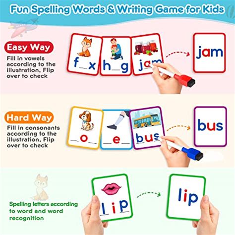 Baysing Short Vowel Spelling Flashcards Cvc Sight Words Handwriting