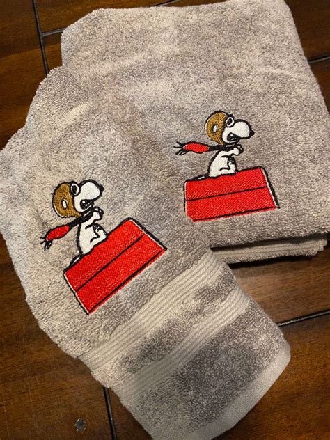 Personalized Towel Set With Snoopy Etsy