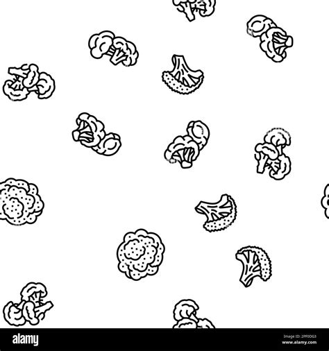 Broccoli Food Cabbage Vegetable Vector Seamless Pattern Stock Vector