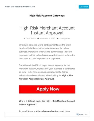 High Risk Merchant Account Instant Approval